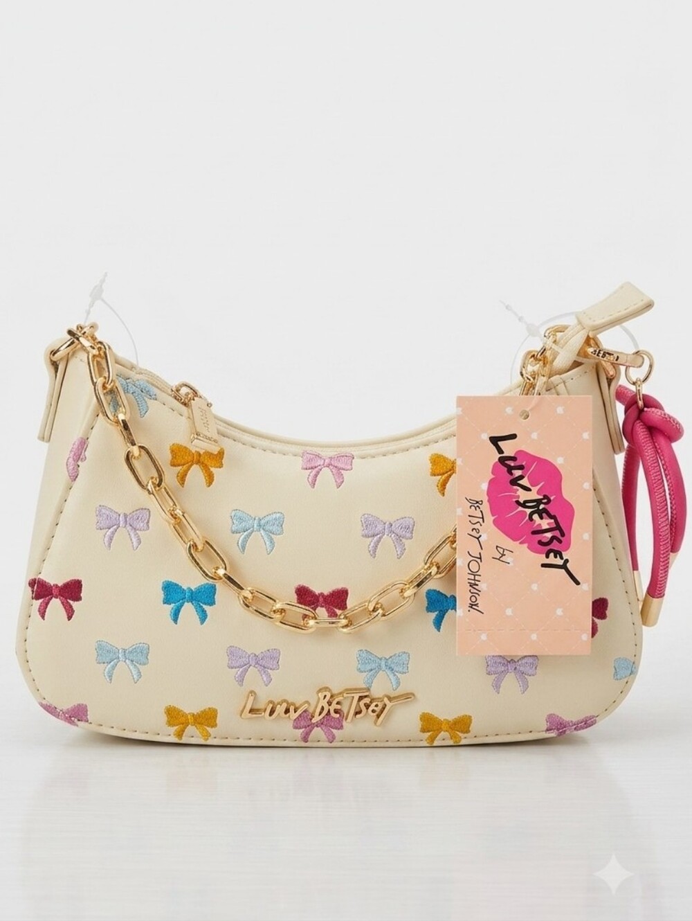 Luv Betsey by Betsey Johnson embroidered bow crescent shoulder bag